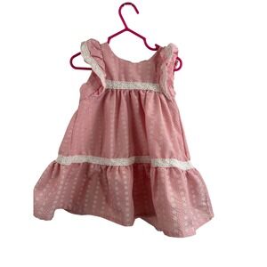 RZ by Rachel Zoe Dress 18M Pink Seersucker Lace Flutter Sleeve Baby Girl